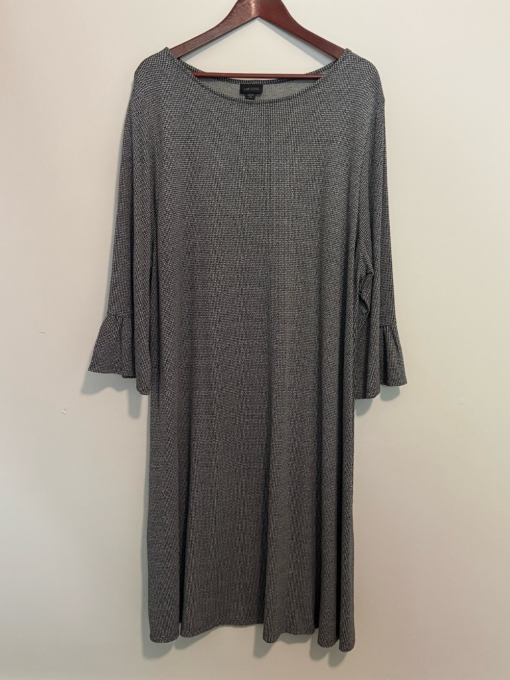 J Jill Wearever Collection Dress Long Sleeve Black White 3X Maxi Stretch Comfy